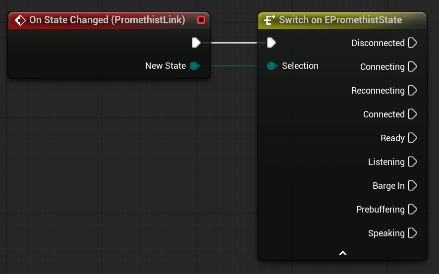 Blueprint graph binding On State Changed to a Switch on EPromethistState node