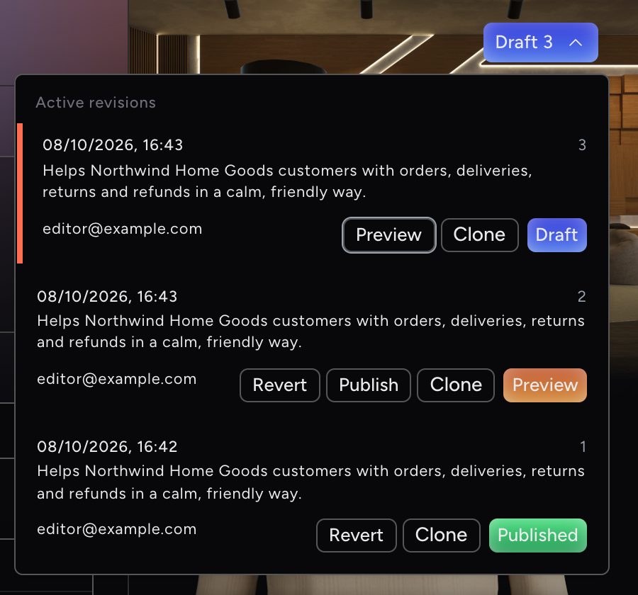 Revision menu with Draft 3