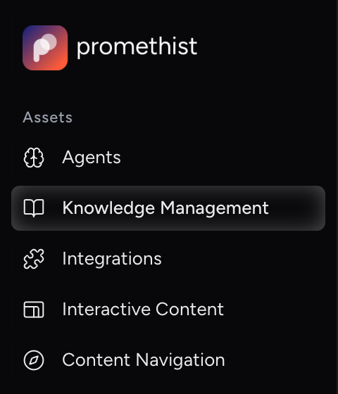 Studio sidebar with the Assets group: Agents